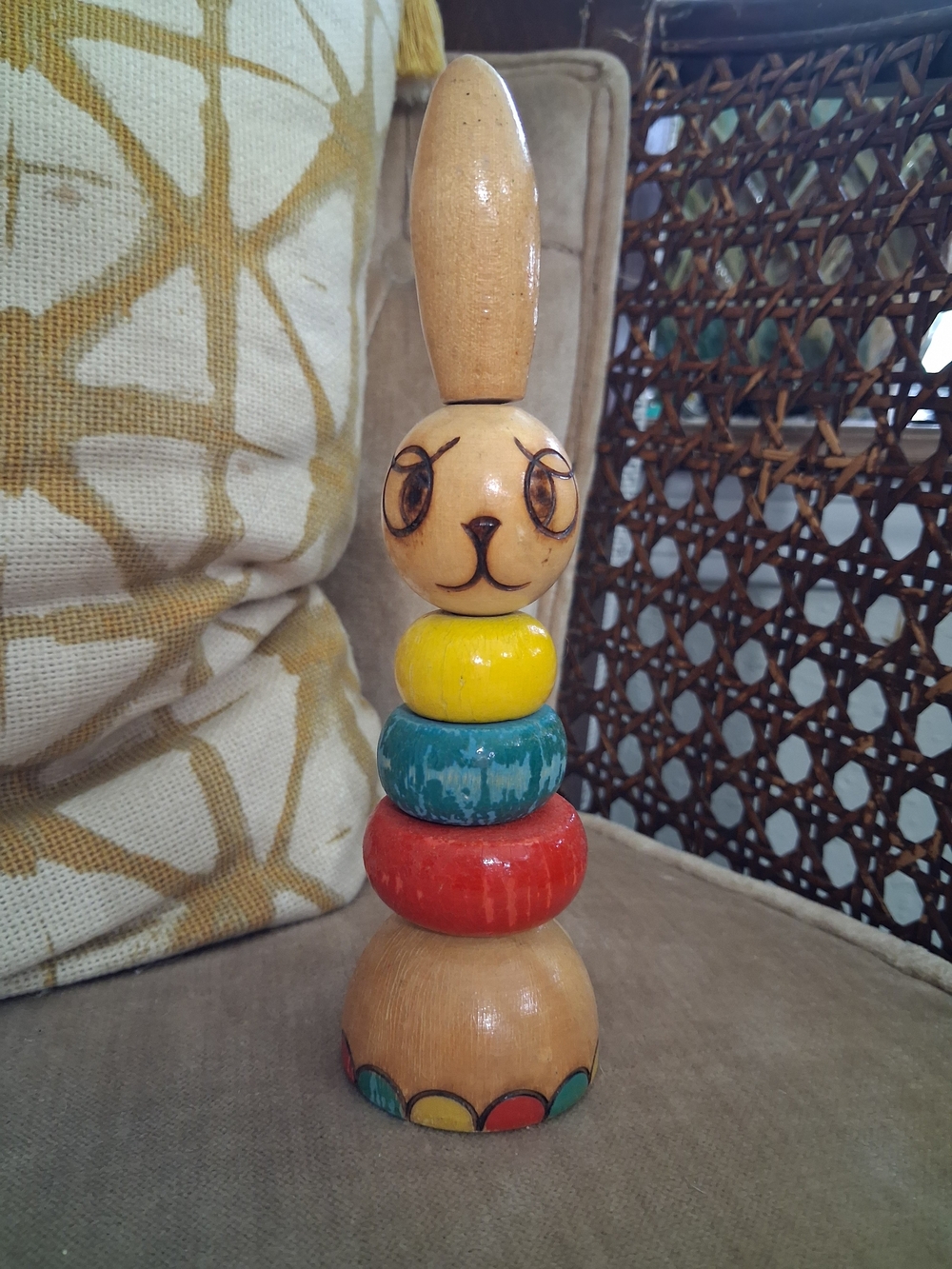 Vintage Wooden Stacking Russian bunny toy 70s Usrr Mcm